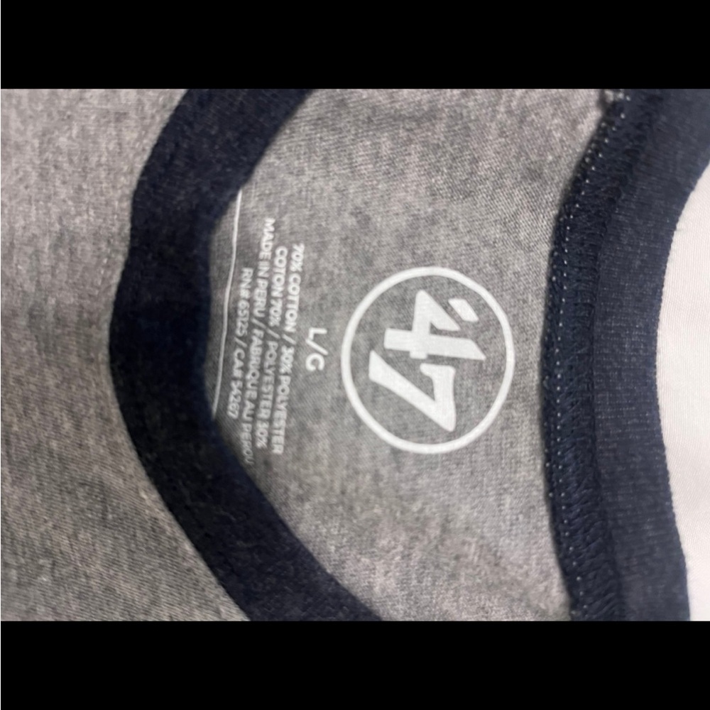 MLB Milwaukee Brewers Gray and Navy Raglan Long Sleeve Tee - Picture 2 of 4